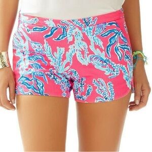 LILLY PULITZER Adie Shorts Capri Pink Samba Cotton Preppy Summer Size 0